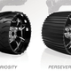 The design of the Curiosity wheel compared to the Perseverance wheel. In addition to being slightly larger, the Perseverance wheels have twice as many threads, which are slightly curved, instead of the chevron pattern.
